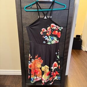 Disney Lion King Floral Black Dress